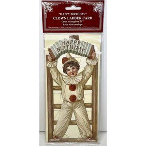 Vintage 2000 Shackman Clown Ladder Birthday Card w/Envelope NEW